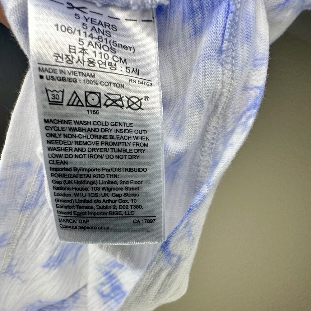 Baby Gap S/S Blue White Tie-Dye Mickey Mouse Graphic Tee T-Shirt Sz 5 years NWOT - Picture 5 of 5